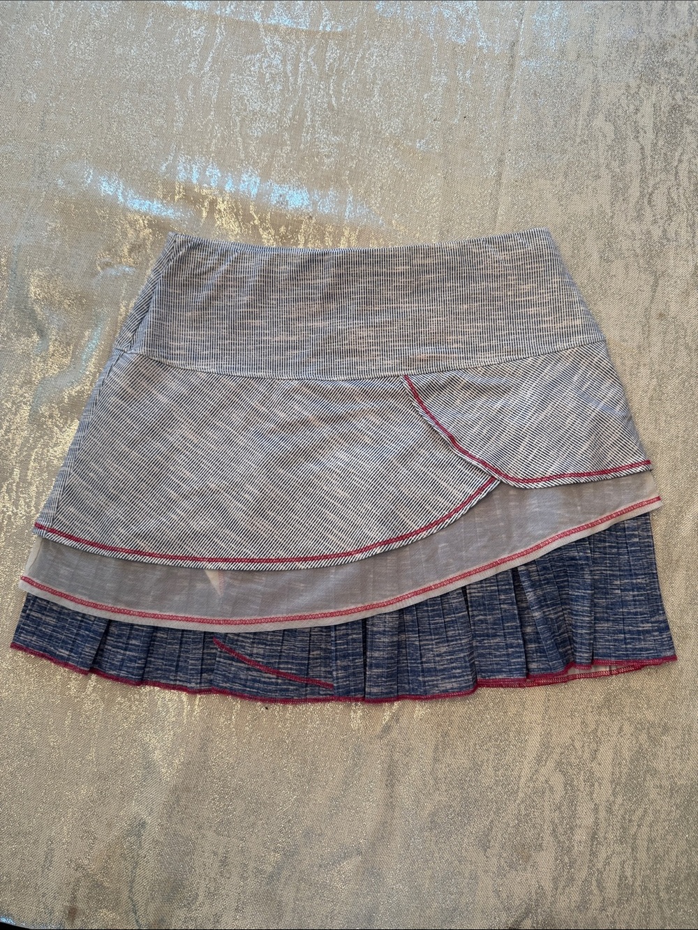Lucky in Love Blue and White Layered Skort with Red Trim